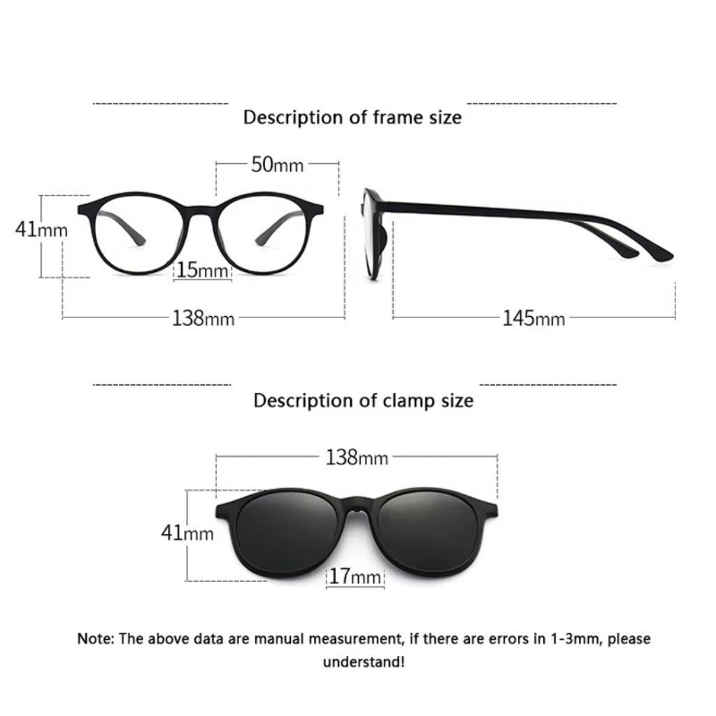 Lunette 6 En 1 2231A Optique / Soleil / Nuit - نظارات شمسية مغناطيسية