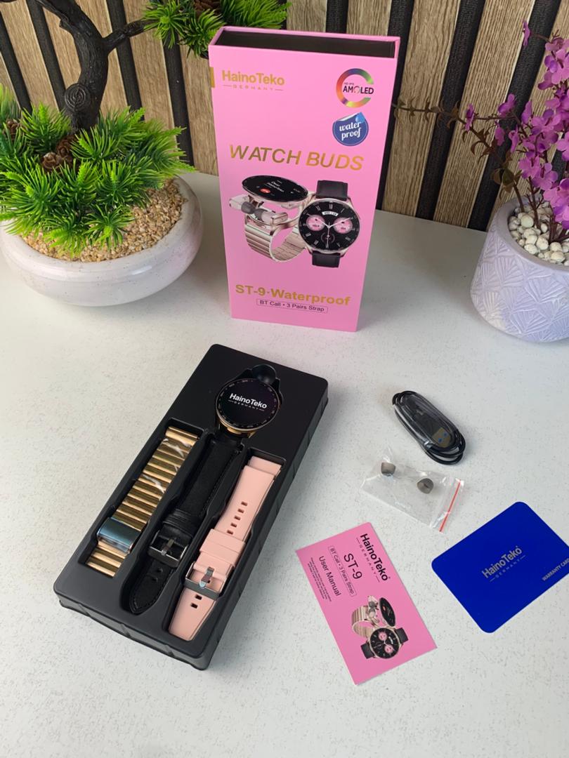 Smartwatch étanche Haino Teko ST-9 avec 3 paires de bracelets et écouteurs intégré – ساعة ذكية أصلية